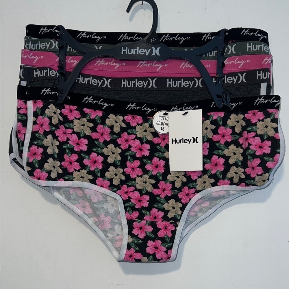 Hurley Women’s Floral Underwear - Pink, Black, and White NWT 072726